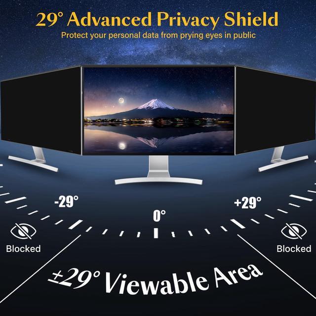 Alt view image 3 of 5 - JEEETINTX Magnetic Computer Privacy Screen Filter 27 inch for 16:9 Widescreen Monitor Desktop PC, 27in Hanging Removable Anti Blue Light Glare Eye Protection Shield, Anti Spy Screen Protector Panel