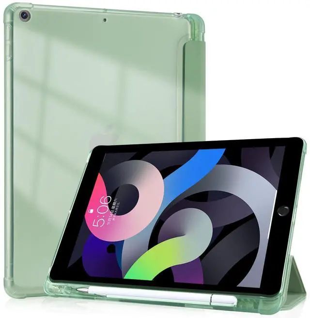 Alt view image 4 of 5 - JOYLAND Cute Panda Pattern Case for iPad Air 11 Inch M3(2025) / M2(2024), iPad Air 5th(2022) / 4th (2020) Generation 10.9 Inch, Pencil Holder & Clear Transparent Back & Trifold Smart Green Cover