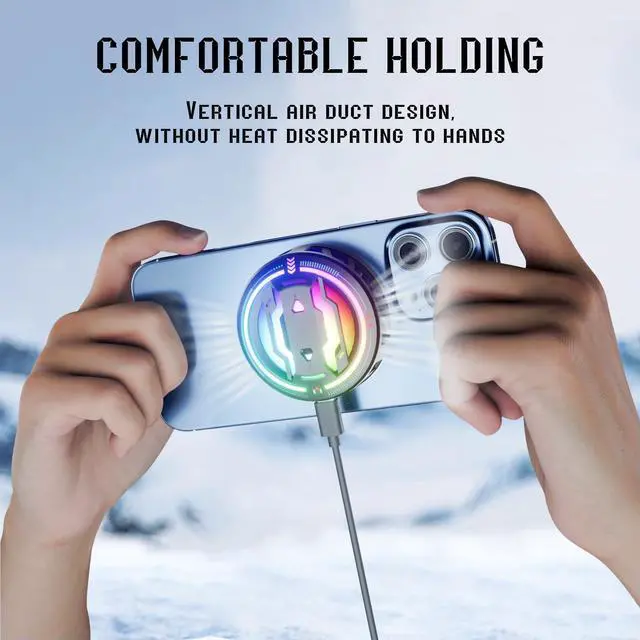 Alt view image 5 of 5 - KenKe Magnetic Cell Phone Cooler for Gaming, Portable Lightweight Mobile Phone Cooling Fan with RGB Lights for iPhone and Android, Universal Radiator with Freeze Mode for Mobile Gaming,Live Streaming
