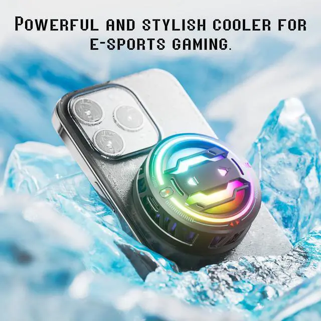 Alt view image 3 of 5 - KenKe Magnetic Cell Phone Cooler for Gaming, Portable Lightweight Mobile Phone Cooling Fan with RGB Lights for iPhone and Android, Universal Radiator with Freeze Mode for Mobile Gaming,Live Streaming