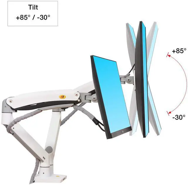 Alt view image 4 of 5 - NB North Bayou Dual Monitor Desk Mount Stand Full Motion Swivel Computer Monitor Arm Fits 2 Screens up to 32'' with Load Capacity 6.6~26.4lbs for Each Monitor G75-W