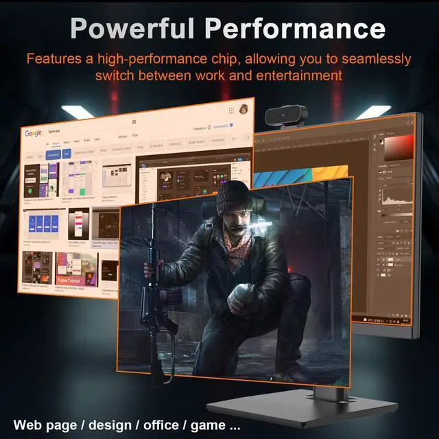Alt view image 4 of 5 - LCOEVOI All-in-one Desktop Computer Touchscreen PC, N5095 Quad Core 16G RAM 512G SSD ROM, Liftable Arm Rotatable Monitor WiFi & Bluetooth Connection PC Desktop for Home Study Office & Casual Gaming