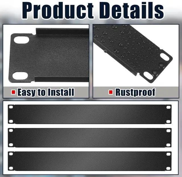 Alt view image 5 of 5 - Leinuosen Blank Rack Mount Panel Spacer Metal Blank Panel Black Server Rack Accessories Mount Filler for 19 Inch Server Network Enclosure Cabinet Cable(1U,20 Pcs)