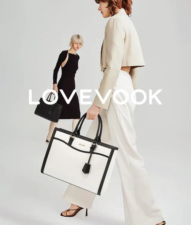 Alt view image 4 of 5 - LOVEVOOK Laptop Tote Bag for Women, 15.6 inch Lightweight Canvas Office Work Bag Briefcase, Large Capacity Teacher Computer Bag Handbag for Travel Business,2pcs Set Canvas/White-Black