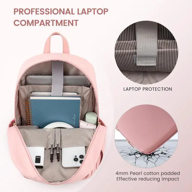 Alt view image 4 of 5 - LOVEVOOK Travel Laptop Backpack for Women, Waterproof Work Backpack Fits 15.6 Inch Laptop, Large Computer Backpack for College, Pink
