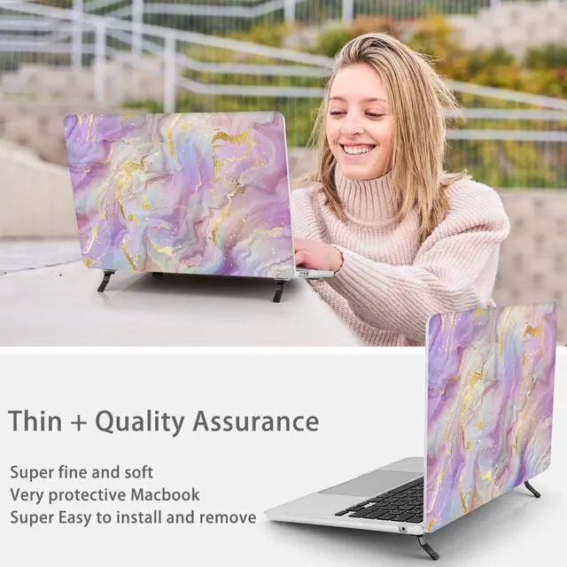 Alt view image 5 of 5 - Mektron Ultra Thin Armor Case Compatible with MacBook Air 13.6 inch Printed Cover 2025-2022 M4 M3 M2 A3240 A3113 A2681, Protective Hard Shell with Fold Kickstand, Purple Marble