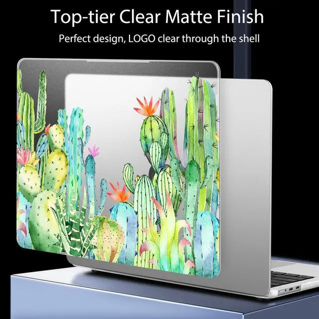 Alt view image 4 of 5 - Mektron Ultra Thin Armor Case Compatible with MacBook Air 13.6 inch Printed Cover 2025-2022 M4 M3 M2 A3240 A3113 A2681, Protective Hard Shell with Fold Kickstand, Watercolor Cactus