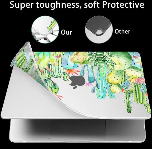Alt view image 3 of 5 - Mektron Ultra Thin Armor Case Compatible with MacBook Air 13.6 inch Printed Cover 2025-2022 M4 M3 M2 A3240 A3113 A2681, Protective Hard Shell with Fold Kickstand, Watercolor Cactus
