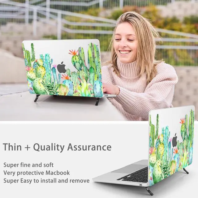 Alt view image 5 of 5 - Mektron Ultra Thin Armor Case Compatible with MacBook Air 13.6 inch Printed Cover 2025-2022 M4 M3 M2 A3240 A3113 A2681, Protective Hard Shell with Fold Kickstand, Watercolor Cactus