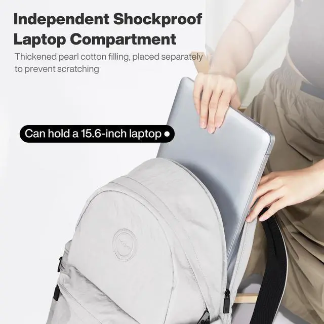 Alt view image 5 of 5 - mixi Outdoor Lightweight Backpack Casual Carry On Laptop Backpack Travel Bookbag for Women Men, Water Resistant Durable Hiking Bag for Camping Weekender Sports College Work, 17 Inch, Light Gray