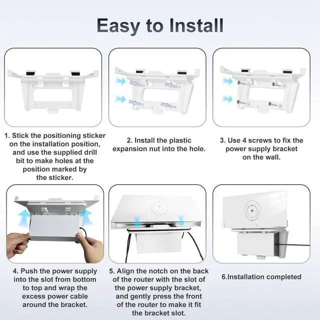 Alt view image 4 of 5 - Starlink Gen 3 Mount, 2 in 1 Starlink Gen 3 Router Mount & StarLink V3 Power Supply Brackets Holder for Starlink V3&Gen3 HP Standard Router,UTR-32