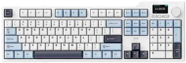 Main image of Odpaltoy×Ajazz AK35I V3 Full Size Hot-Swappable Mechanical Keyboard with TFT Screen & Knob, 2.4G/BT/USB-C Gasket Gaming Office Keyboard with RGB Backlit,8000mAh Battery (Blue White Navy Blue)