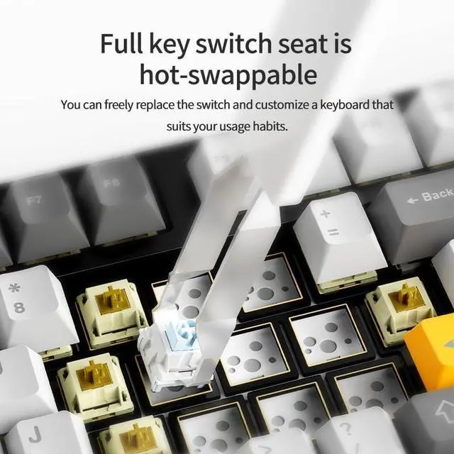 Alt view image 3 of 5 - Odpaltoy×Ajazz AK35I V3 Full Size Hot-Swappable Mechanical Keyboard with TFT Screen & Knob, 2.4G/BT/USB-C Gasket Gaming Office Keyboard with RGB Backlit,8000mAh Battery (Blue White Navy Blue)