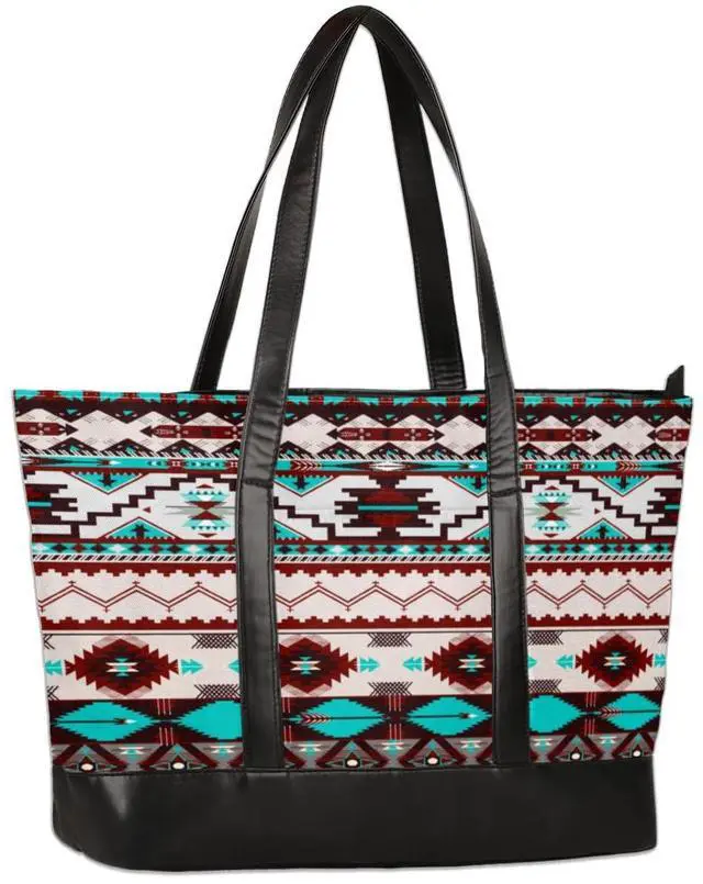 Main image of Aztec Geometric Laptop Tote Bag for Women, 15.6 inch Laptop Bag Handbag Large Briefcase Waterproof Travel Beach Shoulder Bag Work Bags