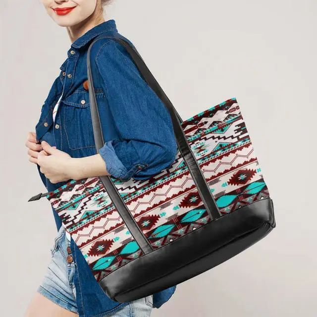 Alt view image 2 of 5 - Aztec Geometric Laptop Tote Bag for Women, 15.6 inch Laptop Bag Handbag Large Briefcase Waterproof Travel Beach Shoulder Bag Work Bags