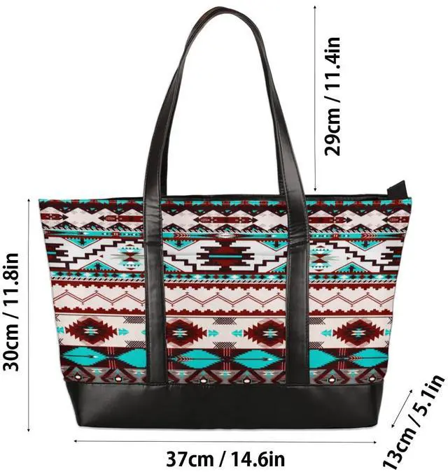 Alt view image 3 of 5 - Aztec Geometric Laptop Tote Bag for Women, 15.6 inch Laptop Bag Handbag Large Briefcase Waterproof Travel Beach Shoulder Bag Work Bags