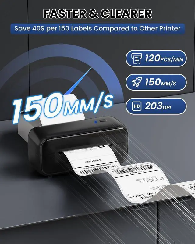 Alt view image 4 of 5 - Phomemo Black Bluetooth Thermal Label Printer with Brown Thermal Labels for Shipping Label Printer
