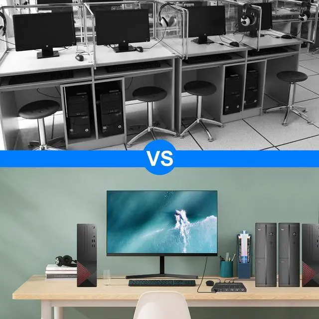 Alt view image 4 of 5 - KVM Switch HDMI 4 Ports 4K@60Hz, USB KVM Switch 4 Computers with 4 USB Cables + Button Swapping, Sharing 4K Monitor & 4 USB Keyboard|Mouse|Scanner|Printer