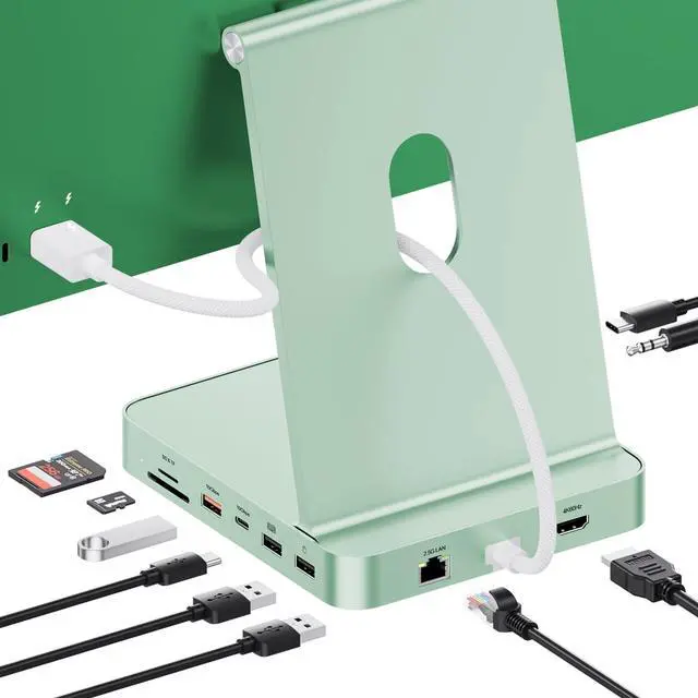 Main image of PULWTOP Upgraded 11 in 1 USB C Hub for iMac 24 inch USB Hub 2021 2023 2024 Support M.2 SSD (NOT Included), iMac Hub M1 M3 M4 Accessories, 4K HDMI, 2.5G Ethernet, 5 USB A/C Max 10Gbps, SD/TF - Green