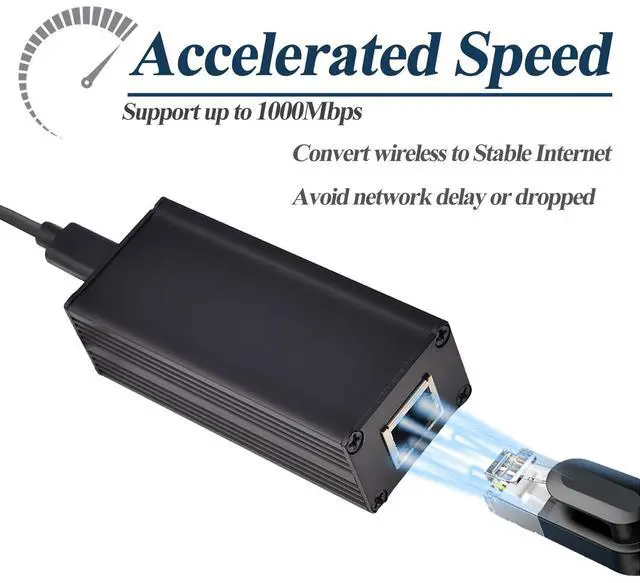 Alt view image 4 of 5 - REVODATA 25W Gigabit PoE to USB-C Driver Converter for Phone/Tablet, PoE to Type-C Power Output with Ethernet 2 in 1, 5V/9V/12V/15V/20V Adaptive Output, Plug & Play (GPD2CAT-20V)