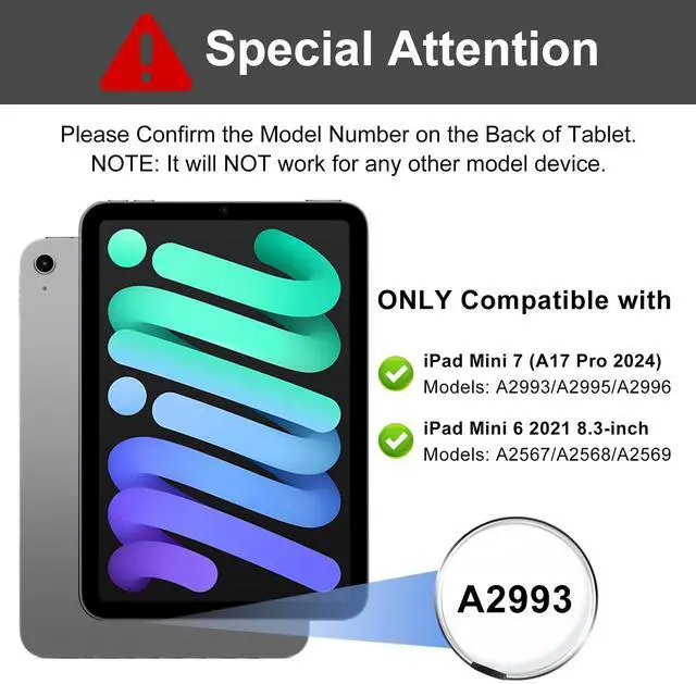 Alt view image 2 of 5 - Keyboard Case for iPad Mini 7th (A17 Pro, 2024) & 6th Gen 2021, 8.3in Case for iPad Mini 6th Keyboard with Rechargeable Pen Slot, Cute Cover with Detachable Bluetooth Keyboard for iPad Mini 7/6, Black