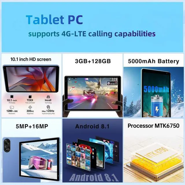 Alt view image 4 of 5 - Aidekunlin Tablet with KeyboardG110.1 inch Screen3GB RAM128G+128G Memory4G LTE Android Tablet with Dual SIM Slots, 5MP+16MP Camera, 5000mAh BatteryNotebook Computer (Black, 1)