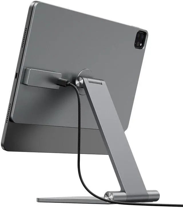 Main image of KU XIU [Upgrade] Magnetic Wireless Charging Stand for iPad Pro 12.9 & iPad Air 13 M2, Foldable Aluminum Alloy Tablet Holder with 1M Cable, Adjustable Desk Mount for iPad Pro 12.9 3rd/4th/5th/6th Gen