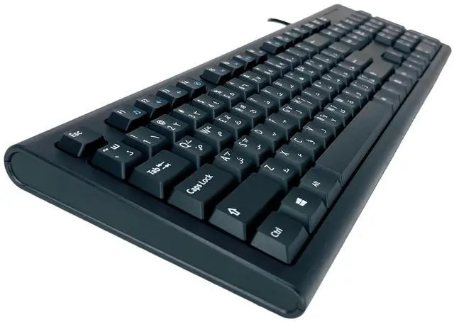 Alt view image 2 of 4 - Arabic and English Computer Keyboard (USB Wired Black Keyboard with White Letters - Standard QWERTY Key Layout) - KB-2817BU