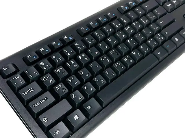 Alt view image 3 of 4 - Arabic and English Computer Keyboard (USB Wired Black Keyboard with White Letters - Standard QWERTY Key Layout) - KB-2817BU