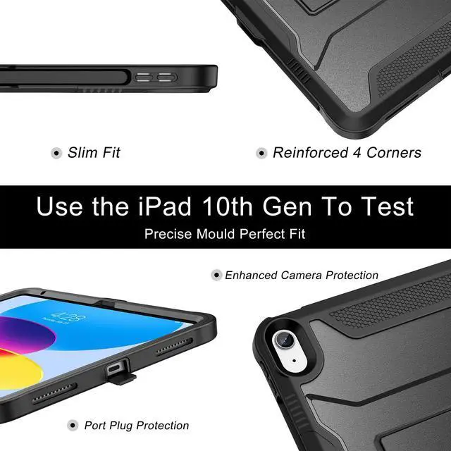 Alt view image 2 of 5 - Soke Rugged Protective Case Bundle with Slim Hard Back Cover for 2022 iPad 10th Gen