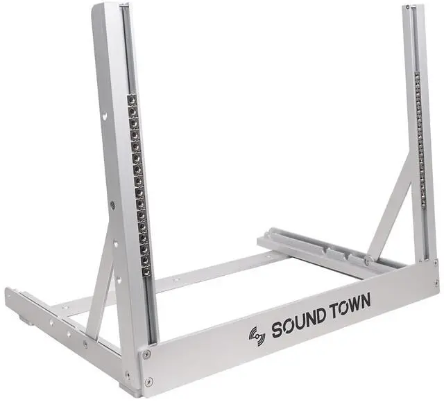 Main image of Sound Town 8U Aluminum 2-Post Desktop Open-Frame Rack, Angle Adjustable, for Audio/Video, Network Switches, Routers, Patch Panels (2PF-8A)