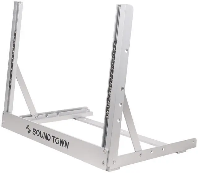 Alt view image 3 of 5 - Sound Town 8U Aluminum 2-Post Desktop Open-Frame Rack, Angle Adjustable, for Audio/Video, Network Switches, Routers, Patch Panels (2PF-8A)