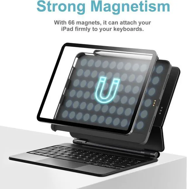 Alt view image 3 of 5 - Techfish iPad Pro 12.9" Case Compatible with Magic Keyboard & Smart Keyboard Folio(KBNot Included), Magnetic Protective Slim Cover with Pencil Holder for 2021-2022 iPad Pro 12.9" 5th-6th Gen (Black)