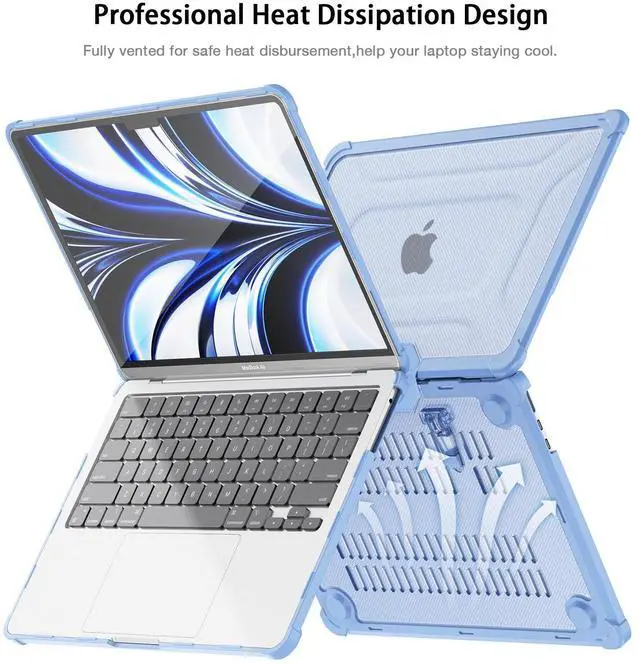 Alt view image 4 of 5 - Teryeefi Protective Hard Case for MacBook Pro 13 inch M2 M1 A2338/A2289/A2251 [Release 2016-2020 2022] with Kickstand, Heavy Duty Case with Keyboard Cover for MacBook Pro 13 Touch Bar, XKK-Blue