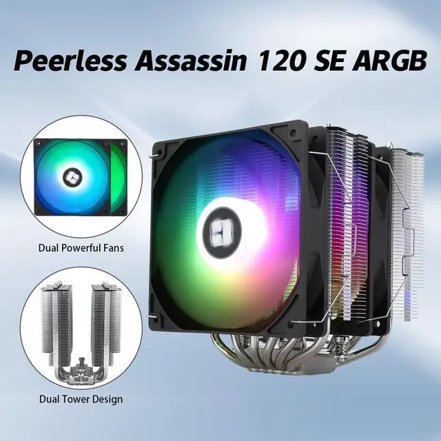 Alt view image 3 of 5 - Thermalrlght Peerless Assassin 120 SE ARGB CPU Air Cooler, 6 Heat Pipes CPU Cooler, Dual 120mm TL-C12C-S PWM Fan, Aluminium Heatsink Cover, AGHP Technology, for AMD AM4 AM5/Intel 115X/1851/1200/1700.