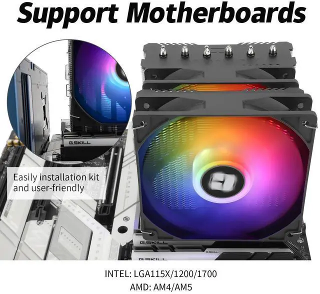 Alt view image 4 of 5 - Thermalrlght Peerless Assassin 120 SE ARGB CPU Air Cooler, 6 Heat Pipes CPU Cooler, Dual 120mm TL-C12C-S PWM Fan, Aluminium Heatsink Cover, AGHP Technology, for AMD AM4 AM5/Intel 115X/1851/1200/1700.