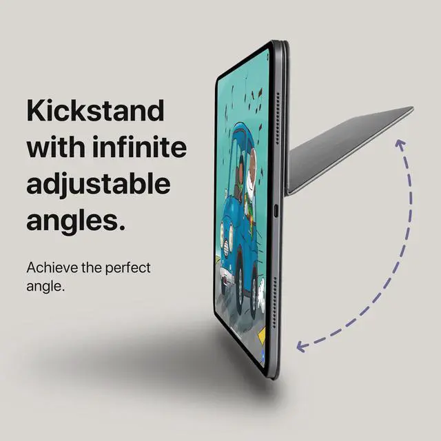 Alt view image 2 of 5 - TineeOwl for iPad Pro 13 inch (M4) 2024, Adjustable Kickstand Cover - Infinite Viewing Angles, Portrait/Landscape Stand, Apple Pencil Charging, Wing Series, (Black)