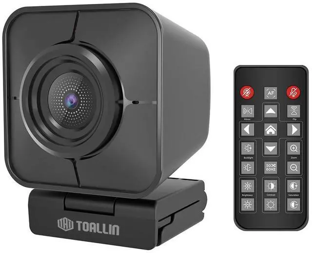 Main image of TOALLIN 4K Webcam for Streaming, Remote Control, 1/2.5" Sensor & 12MP, PDAF Auto-Focus, 5X Digital Zoom and Image Mirroring, Dual Noise-Reduction Mics, USB Web Camera for Conferencing, Video Calls