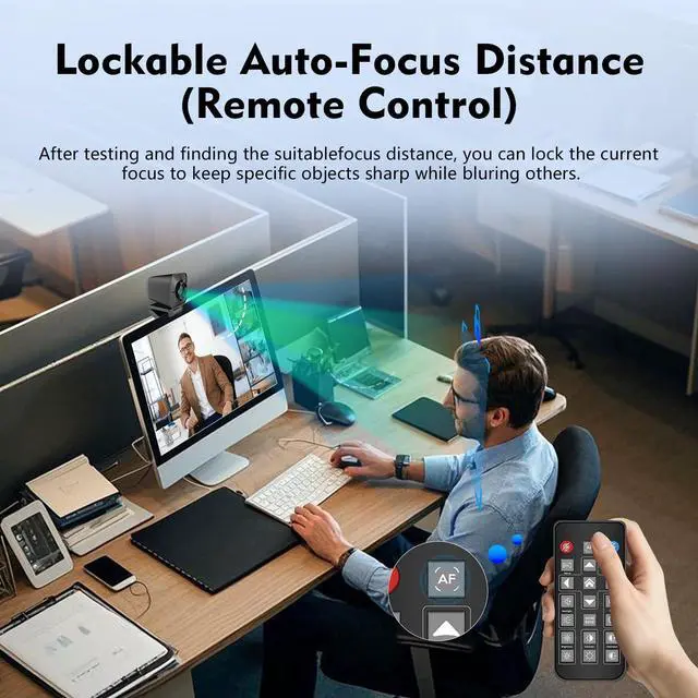 Alt view image 4 of 5 - TOALLIN 4K Webcam for Streaming, Remote Control, 1/2.5" Sensor & 12MP, PDAF Auto-Focus, 5X Digital Zoom and Image Mirroring, Dual Noise-Reduction Mics, USB Web Camera for Conferencing, Video Calls