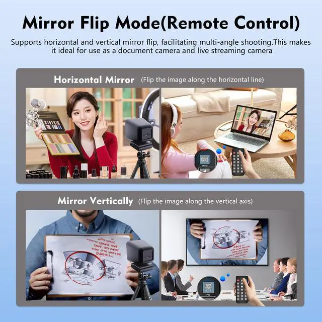 Alt view image 5 of 5 - TOALLIN 4K Webcam for Streaming, Remote Control, 1/2.5" Sensor & 12MP, PDAF Auto-Focus, 5X Digital Zoom and Image Mirroring, Dual Noise-Reduction Mics, USB Web Camera for Conferencing, Video Calls