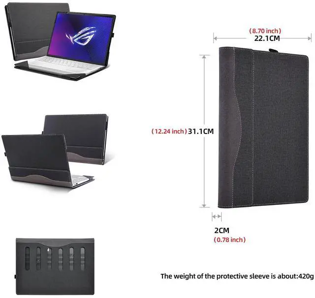 Alt view image 3 of 5 - Laptop Cover for ASUS ROG Zephyrus - G14(2024) GA403 | GA403UV | GA403UI | All-Inclusive Drop-Proof Case 14" PU Leather Inner Pocket Cover (Gray)