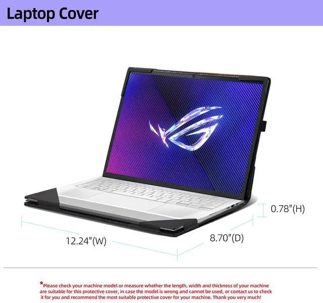 Alt view image 4 of 5 - Laptop Cover for ASUS ROG Zephyrus - G14(2024) GA403 | GA403UV | GA403UI | All-Inclusive Drop-Proof Case 14" PU Leather Inner Pocket Cover (Gray)
