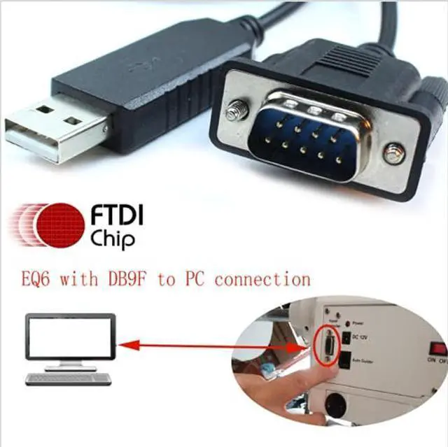 Alt view image 3 of 4 - Washinglee USB to DB9 Control Cable for Skywatcher EQ6 and NEQ6 Mount, for Orion Atlas EQ-G Mount. 6 FT