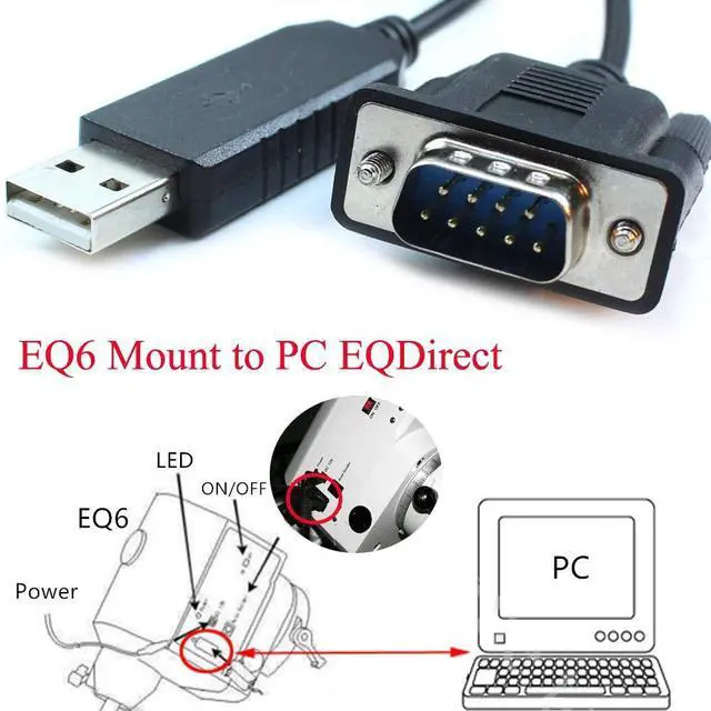Alt view image 2 of 4 - Washinglee USB to DB9 Control Cable for Skywatcher EQ6 and NEQ6 Mount, for Orion Atlas EQ-G Mount. 6 FT