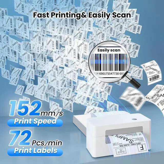 Alt view image 3 of 5 - vretti Bluetooth Shipping Label Printer - 4x6 Thermal Printer for Shipping Packages and Small Businesses, Label Printer Supports Android/iPhone/Windows, Compatible with Shopify, Ebay, USPS,
