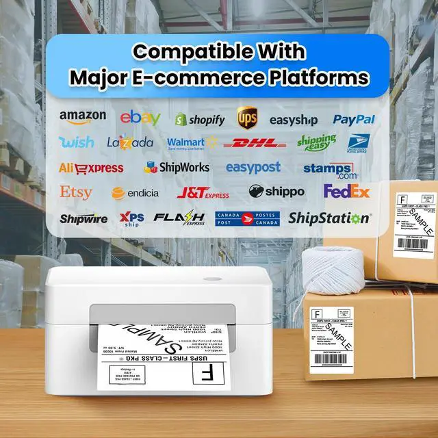 Alt view image 5 of 5 - vretti Bluetooth Shipping Label Printer - 4x6 Thermal Printer for Shipping Packages and Small Businesses, Label Printer Supports Android/iPhone/Windows, Compatible with Shopify, Ebay, USPS,