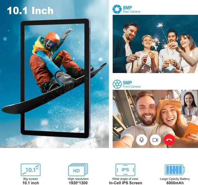 Alt view image 2 of 5 - Wielio Android 12 Tablet PC 10 inch, 6GB+128GB Tablet, 1TB Expand 8 Core Android Tablets, 2.4G/5G WiFi, 1920 * 1200 IPS, 6000mAh Fast Charge, Bluetooth 5.0, GPS, Dual Camera, Parent Control