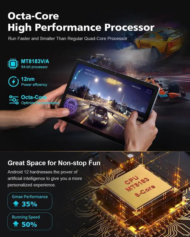 Alt view image 4 of 5 - Wielio Android 12 Tablet PC 10 inch, 6GB+128GB Tablet, 1TB Expand 8 Core Android Tablets, 2.4G/5G WiFi, 1920 * 1200 IPS, 6000mAh Fast Charge, Bluetooth 5.0, GPS, Dual Camera, Parent Control
