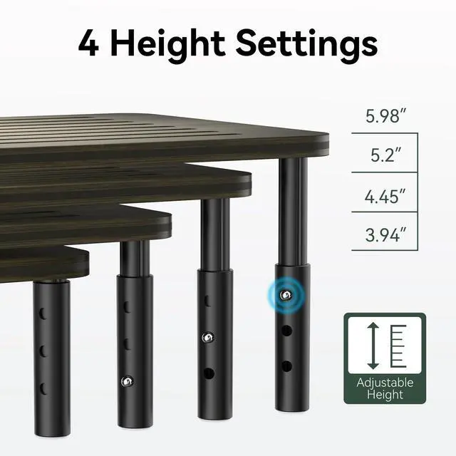 Alt view image 5 of 5 - WELL WENG 2 Pack Bamboo Monitor Stand Riser, 4 Adjustable Height, Laptop Stand with Airflow Vents, Desk Organizer for Computer, PC, Printer (Wenge)