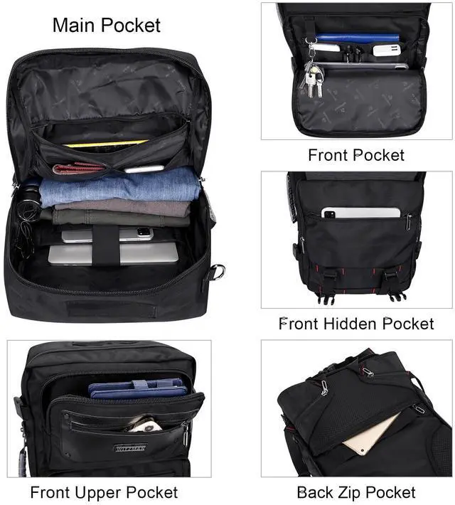 Alt view image 3 of 5 - WITZMAN Carry On Travel Backpack for Men Duffle Bags Fit for Laptop Airline Approved Backpack and Nylon Sling Bag Travel Crossbody Bag Waterproof Casual Hiking Daypack